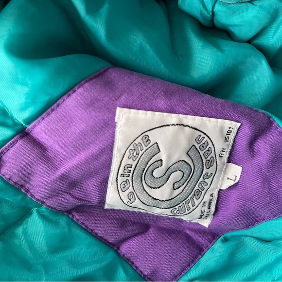 Retro Colorblock Purple Windbreaker Warm Ski Jacket - Picture 4 of 4